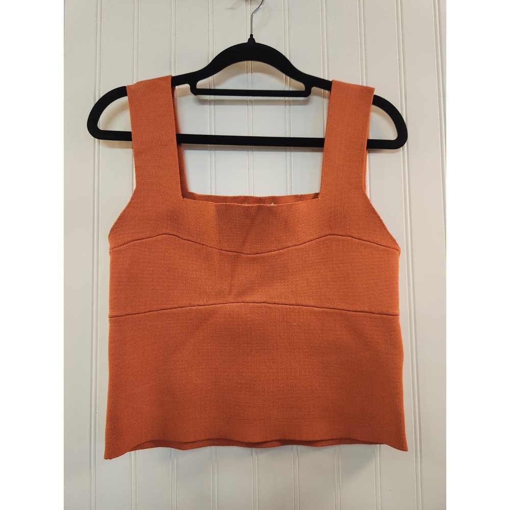 Listicle Women's Orange Wide Strap Knit‎ Cropped Tank Top Size L Summer Y2K 90s